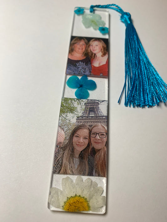 Personalised Photo Bookmark with Real Pressed Flowers